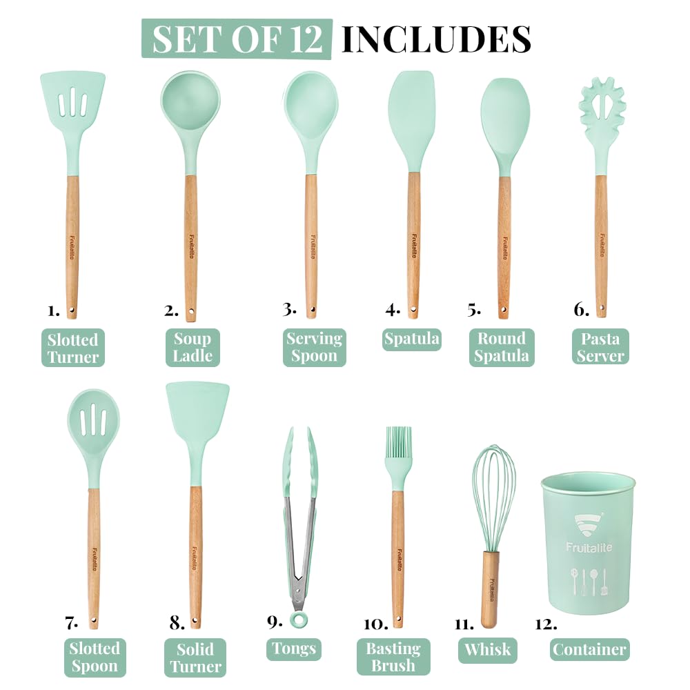 Cooklet ChefSet™ – 12pcs Silicone Kitchen Utensil Set | Non-Stick & Heat Resistant