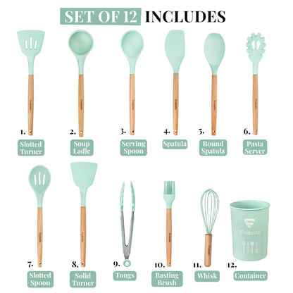 Cooklet ChefSet™ – 12pcs Silicone Kitchen Utensil Set | Non-Stick & Heat Resistant