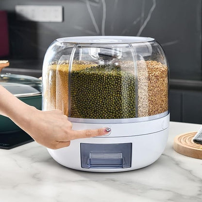 Cooklet Dispenso™ – 360° Smart Grain Dispenser | Airtight Storage for Rice, Dal & Pulses