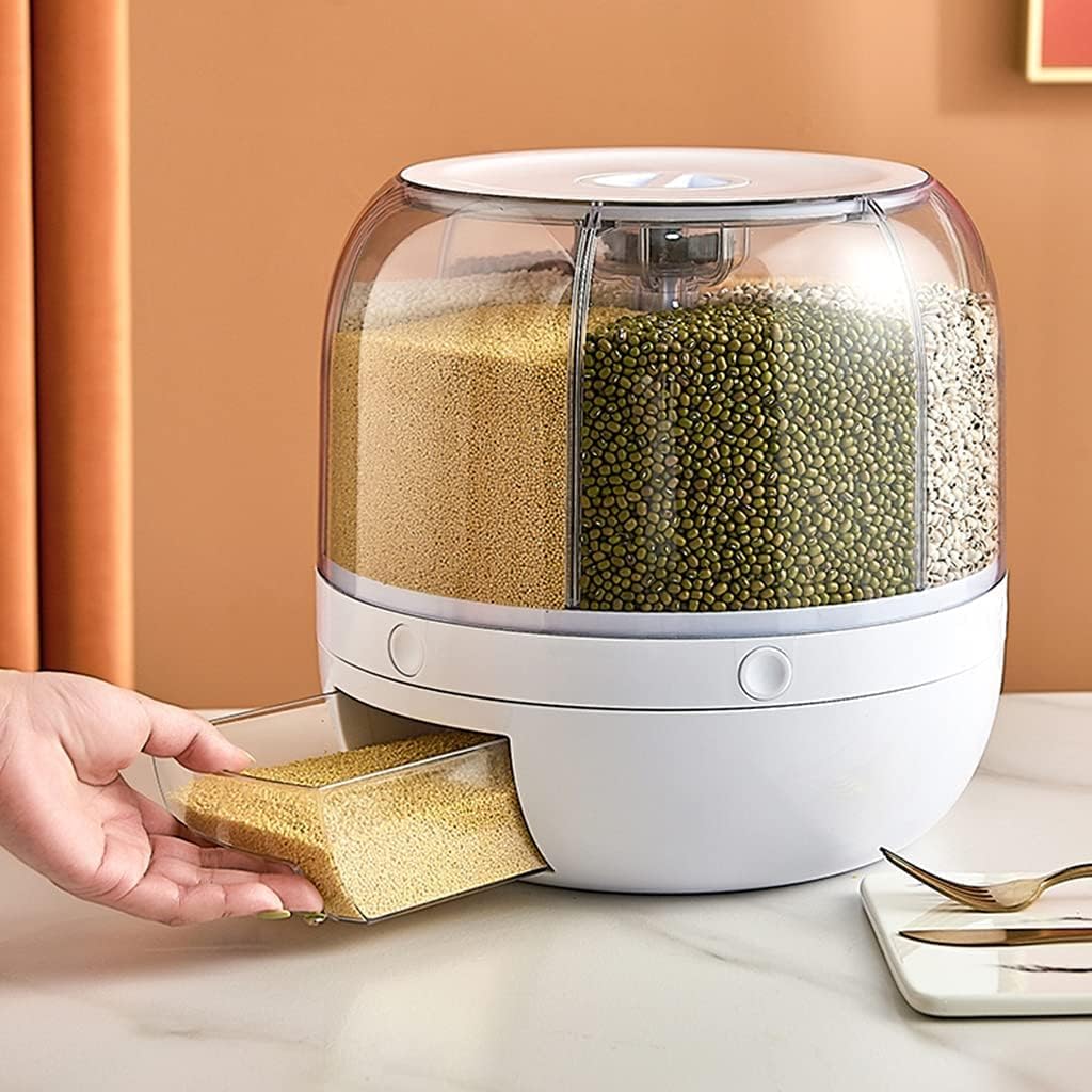 Cooklet Dispenso™ – 360° Smart Grain Dispenser | Airtight Storage for Rice, Dal & Pulses