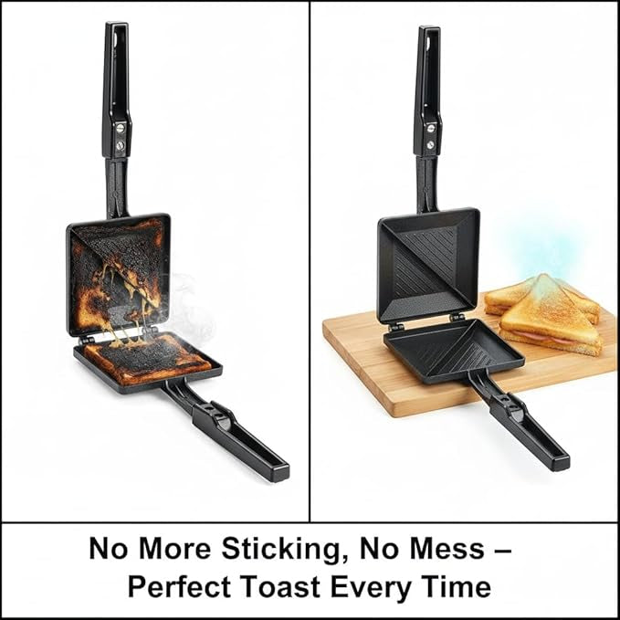 Cooklet ToastPro™ – 2 Slice Gas Sandwich Maker | Non-Stick & Flame Safe