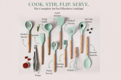 Cooklet ChefSet™ – 12pcs Silicone Kitchen Utensil Set | Non-Stick & Heat Resistant