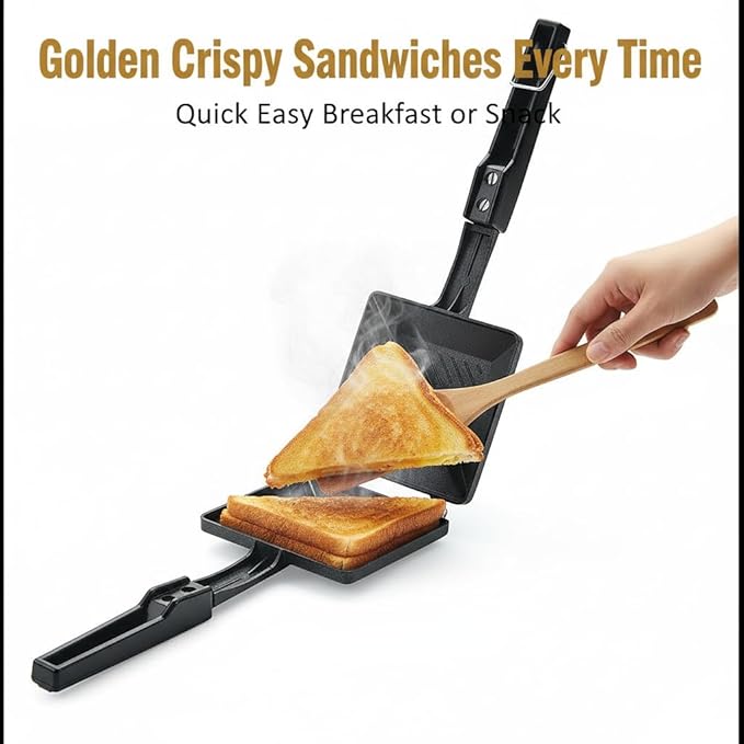 Cooklet ToastPro™ – 2 Slice Gas Sandwich Maker | Non-Stick & Flame Safe