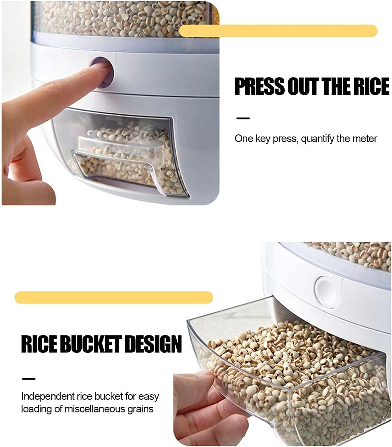 Cooklet Dispenso™ – 360° Smart Grain Dispenser | Airtight Storage for Rice, Dal & Pulses