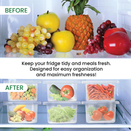 Cooklet FreshLock™ – 1200ml Fridge Storage Containers (Set of 6) | Airtight & Stackable